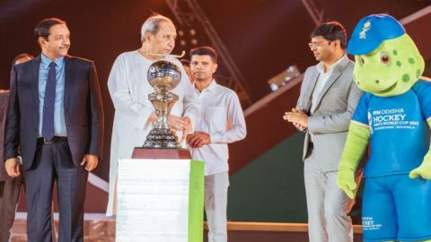 Cuttack : Odisha Chief Minister Naveen Patnaik addressing during the inauguration of the FIH Hockey 