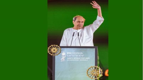 Cuttack : Odisha Chief Minister Naveen Patnaik addressing during the inauguration of the FIH Hockey 