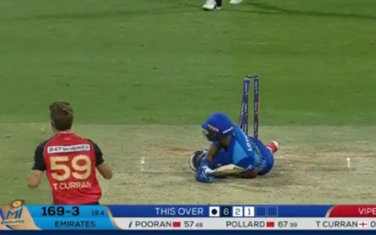 Cricket Image for VIDEO: टॉम करन ने डाली गज़ब की यॉर्कर, बोल्ड होकर ज़मीन पर लोट गए निकोलस पूरन