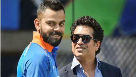 Sachin Tendulkar's priceless reaction after Virat Kohli equals his ODI century record with 45th ton 