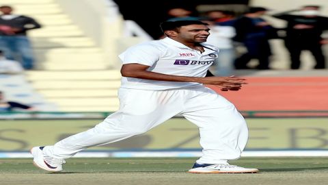 Mohali:India's Ravichandran Ashwini celebrates the dismissal of Sri Lanka's Dhananjaya de Silva duri