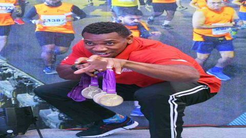 Mumbai: International Event Ambassador for Tata Mumbai Marathon 2023 Yohan Blake addresses during a 