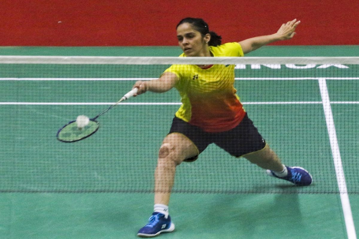 New Delhi: India's Saina Nehwal plays a shot during the Women's singles badminton match against Chin