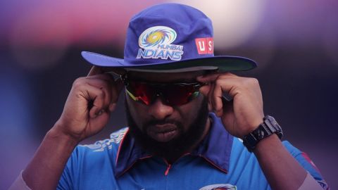 Muhammad Waseem of MI Emirates during a practice session at The Sheikh Zayed Cricket Stadium in Abu 