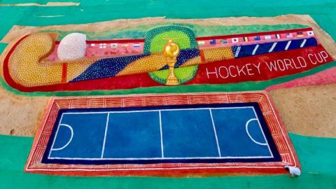 Renowned sand artist Sudarsan Pattnaik builds world's largest hockey stick