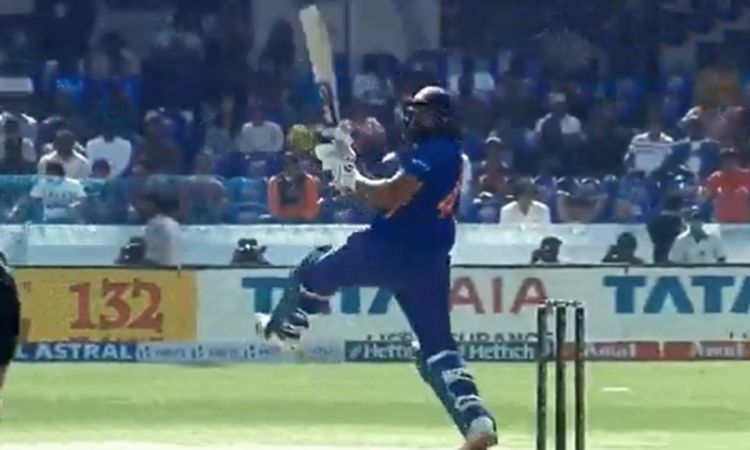 Cricket Image for Rohit Sharma Hit Six On The Power Of Timing India Vs New Zealand