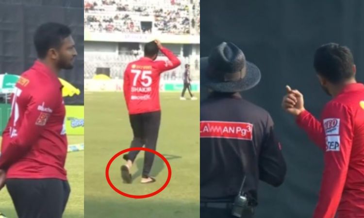 Cricket Image for VIDEO : चप्पल पहनकर मैदान में घुसे शाकिब अल हसन, 2 मिनट 40 सेकेंड तक किया ड्रामा