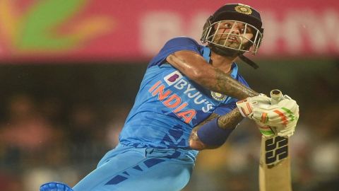 Adelaide : India's Suryakumar Yadav plays a shot during the T20 World Cup semi final match between E