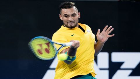 Nick Kyrgios of Australia competes against Roberto Bautista
