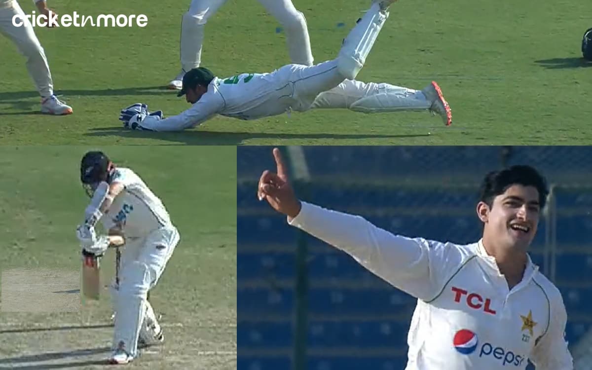 Cricket Image for चीता बना पाकिस्तानी विकेटकीपर, नसीम शाह ने बुलेट गेंद से किया केन विलियमसन को OUT;