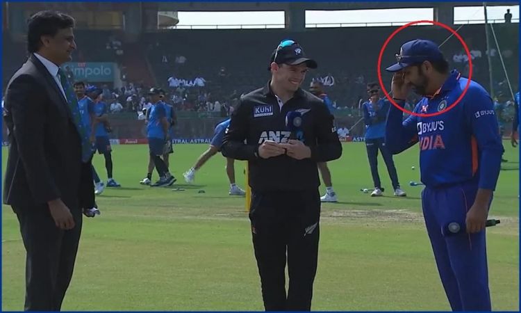 WATCH: Rohit Sharma forgets team's decision after winning toss in 2nd ODI; NZ skipper's reaction goe