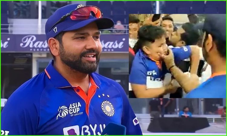 Cricket Image for 'अले, इतना मोटा तेरा गाल', रोहित शर्मा को देखकर फूट-फूटकर रोने लगा फैन; देखें VIDE