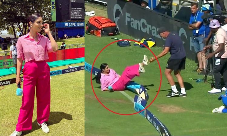 WATCH: SA20 Presenter 'Survives' As MI Cape Town Player Crashes Into Her While Fielding