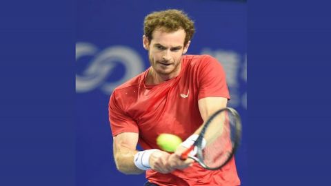 Andy Murray of Britain competes during the mens 1st round
