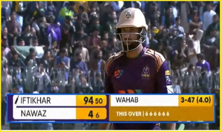 Iftikhar Ahmed against Wahab Riaz in the PSL exhibition match !