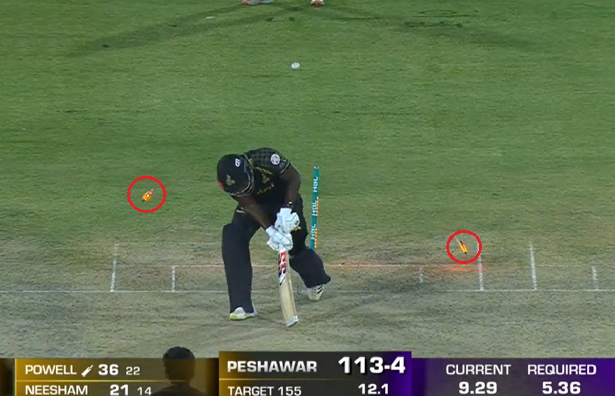 Cricket Image for Naseem Shah Yorker Castles Rovman Powell Watch Video