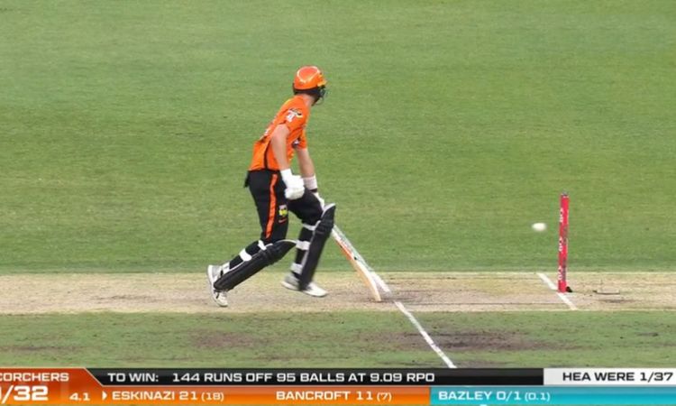Cricket Image for Village Cricket In Bbl Final Stevie Eskinazi Comical Run Out