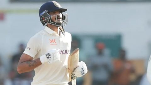 Nagpur:India's Axar Patel,plays a shot during the second day of the first cricket test match between