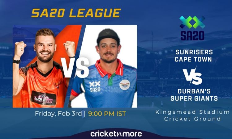 Cricket Image for Durban Super Giants vs Sunrisers Eastern Cape, SA20 25th Match – DUR vs EAC Cricke