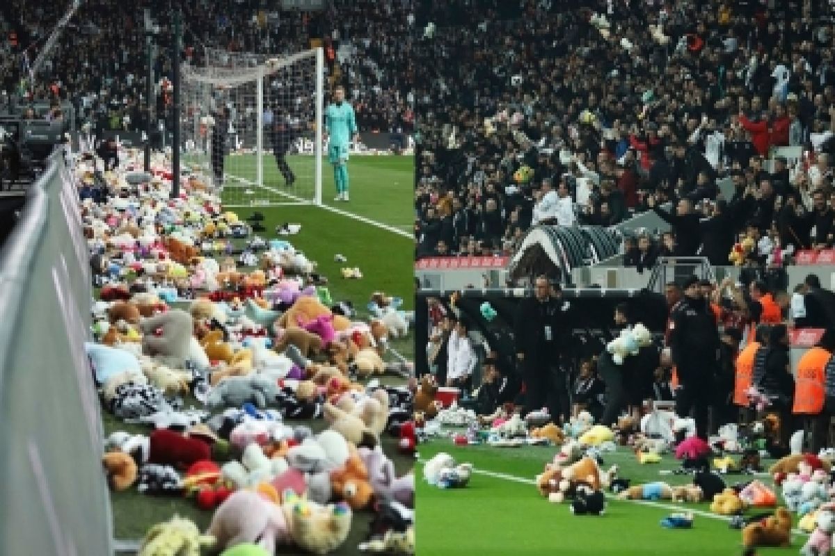 Fans shower football field with toys for quake-hit children in Turkiye