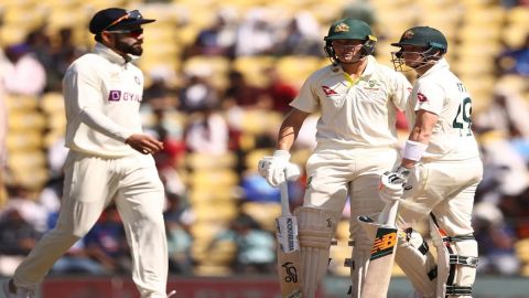 Nagpur:Australia's Steve Smith plays shot during the first day of the first cricket test match betwe