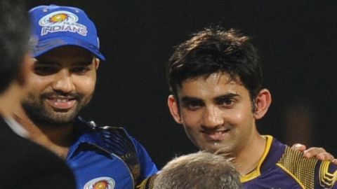 Kolkata: Kolkata Knight Riders captain Gautam Gambhir and Mumbai Indians captain Rohit Sharma during