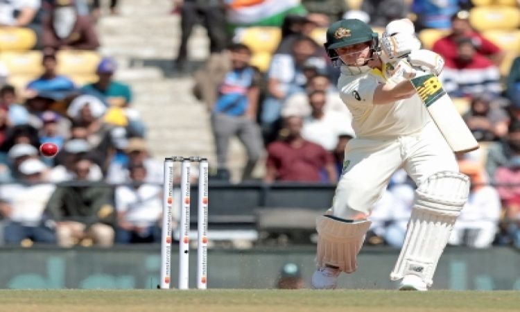 Nagpur: Australian batsman Steve Smith plays a shot during the first day of the first cricket match 