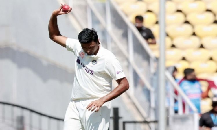Nagpur: Indian bowler Ravichandran Ashwin celebrates after taking his fifth wicket during the third 