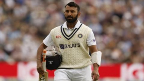 New Delhi: India's Cheteshwar Pujara walks back to pavilion after his dismissal during the second da