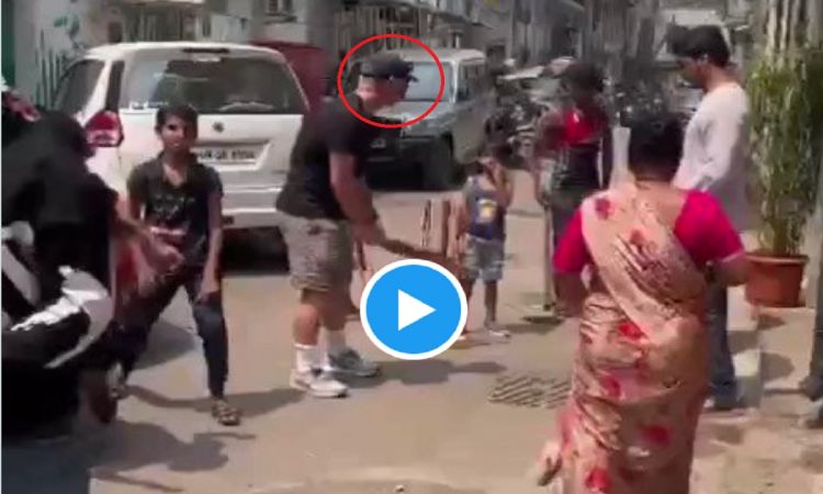 David Warner playing cricket with kids in Mumbai Watch Video