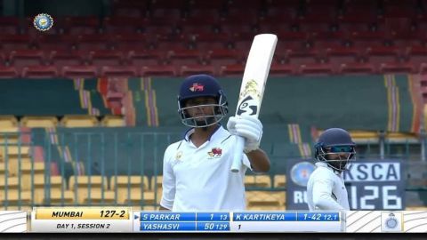 Bengaluru:Mumbai Ranji Team player Yashasvi Jaiswal bats during the Ranji Trophy final cricket match