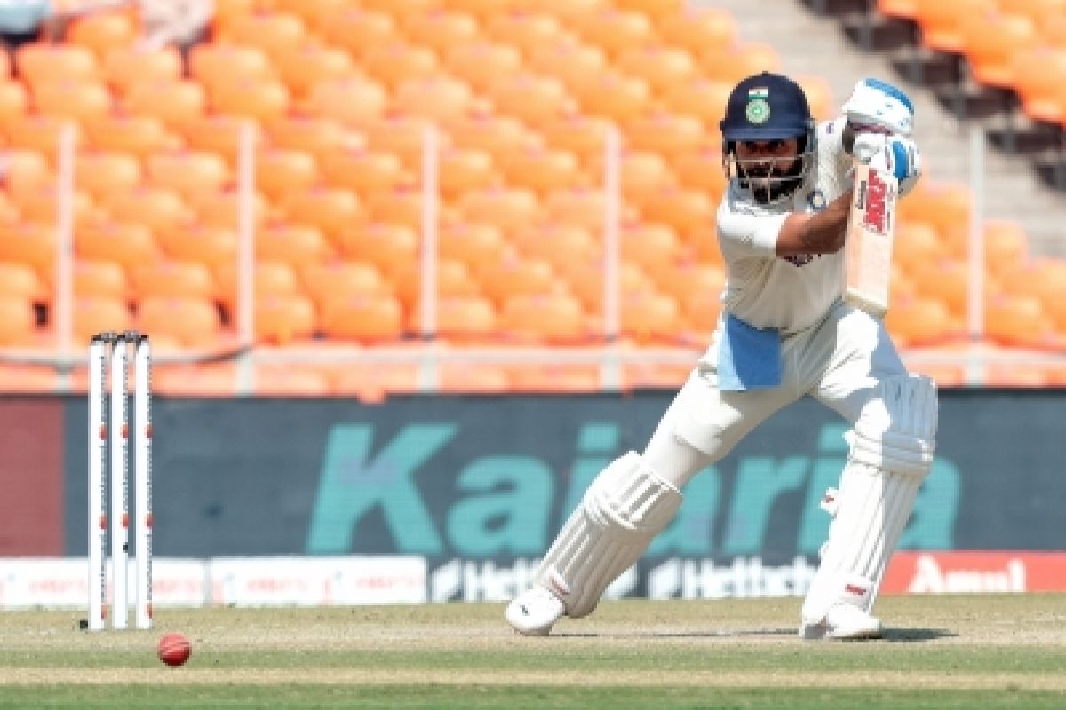 Ahmedabad : India's Virat Kohli plays a shot during the third day of the fourth cricket test match b