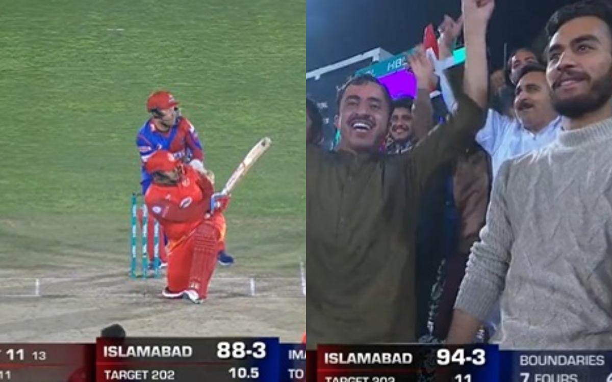 Cricket Image for VIDEO: आज़म खान ने बैठे-बैठे लगा दिया छक्का, खुशी से झूम उठे फैंस