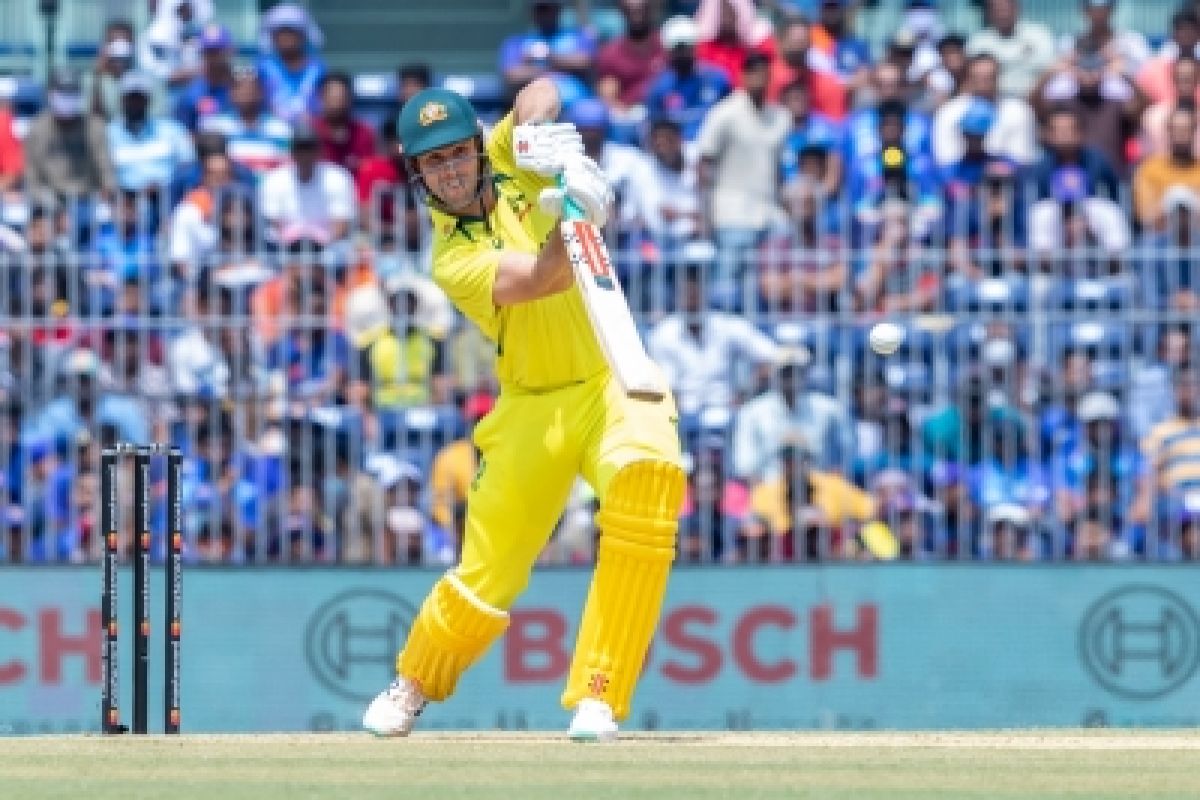 Chennai :Australia's Mitchell Marsh bats during the third and last one day international cricket mat