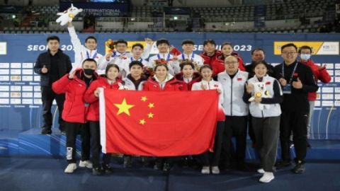 China wins men's 5,000m relay gold at short track worlds.(Photo:Xinhua/IANS)