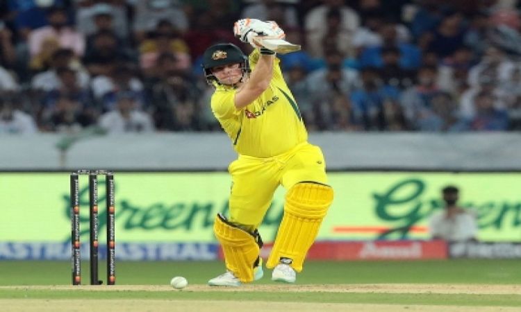 Hyderabad: Australian batsman Steve Smith plays a shot during the third T20 cricket match between In
