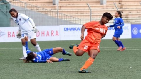India begin SAFF U-17 Women's Championship with emphatic victory over Nepal.(photo:aiff)