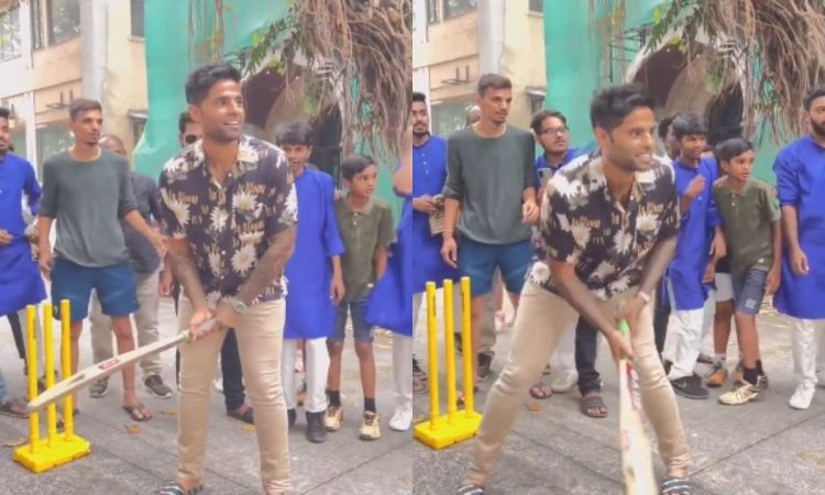 Cricket Image for VIDEO: सूर्यकुमार ने गली क्रिकेट में मारा इंटरनेशनल स्टाइल वाला चौका, खुशी से झूम 