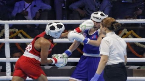 New Delhi: India's Nitu Ghanghas reacts after winning the final match in 48 kg