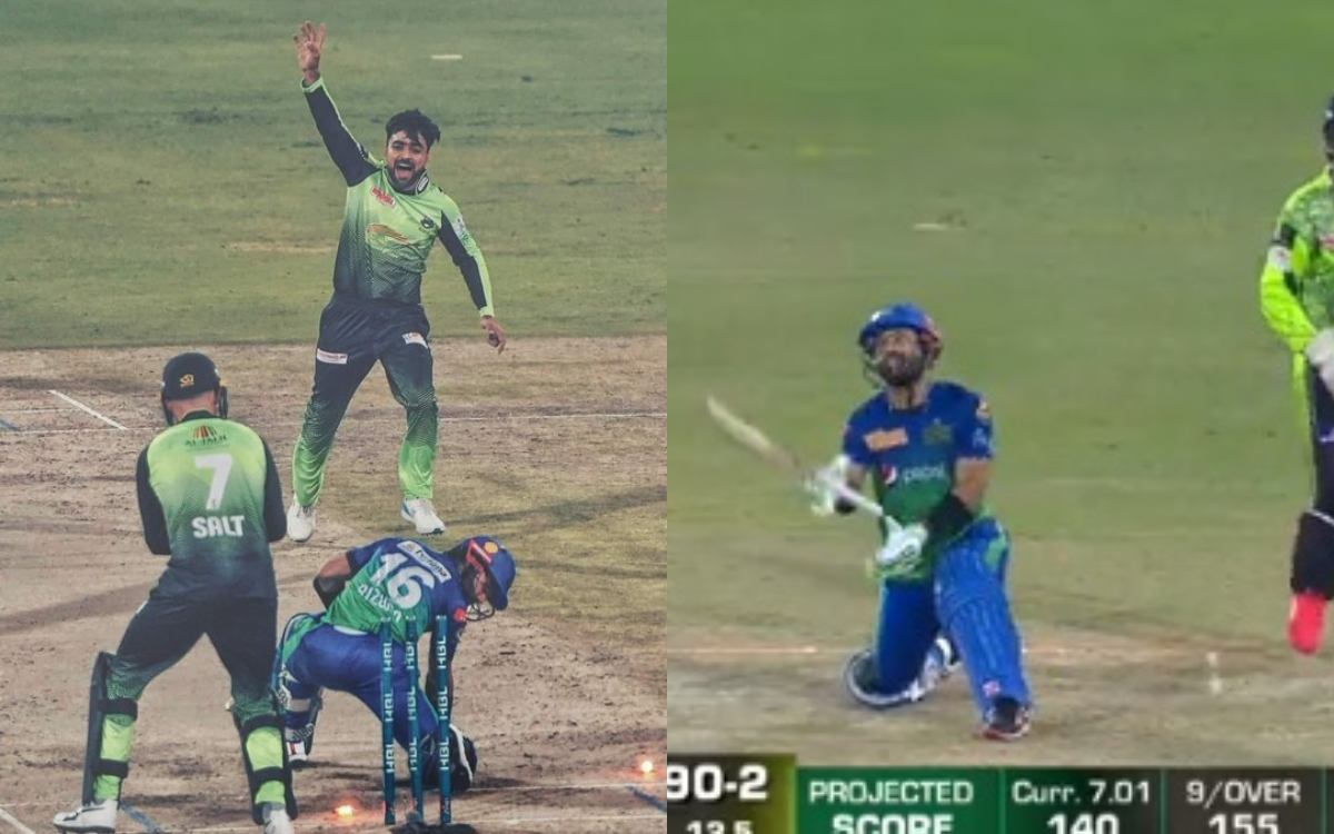 Cricket Image for VIDEO: राशिद खान की जादूई गेंद पर बोल्ड हुए रिजवान, गुस्से में फेंक दिया बैट