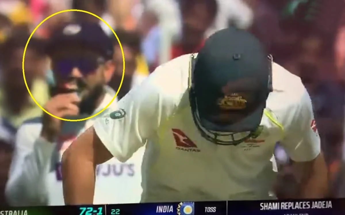 BGT Kohli Caught Munching While Fielding In Slips During Ahmedabad