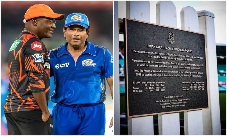 सचिन के 50वें जन्मदिन पर सिडनी क्रिकेट ग्राउंड ने किया सम्मानित, सचिन व लारा के नाम से बना गेट