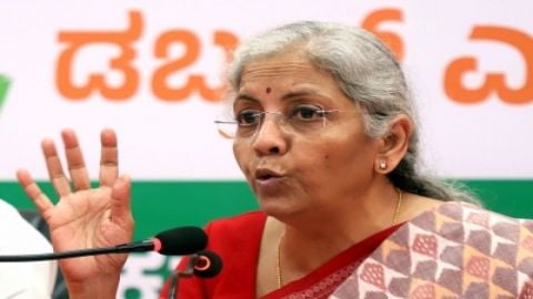 Bengaluru: Minister of Finance Nirmala Sitharaman addresses a press conference at Jagannath Bhavan, 