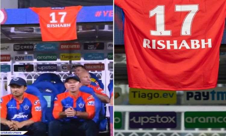 The Delhi Capitals dugout has Rishabh Pant's jersey!