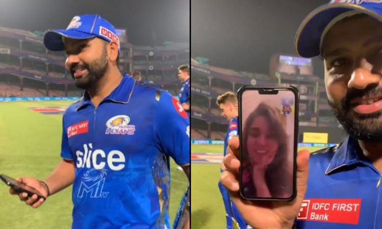 Cricket Image for WATCH: मैच जीतकर फूले नहीं समाए रोहित, मैदान से ही कर दिया पत्नी रितिका को वीडियो 