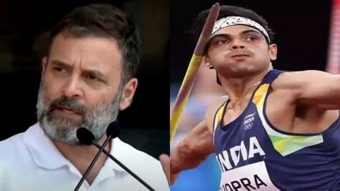 Rahul congratulates Neeraj Chopra