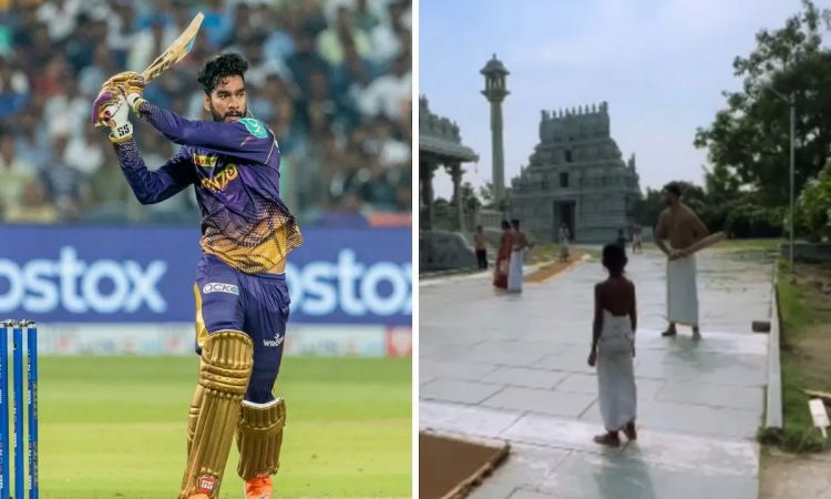 Venkatesh Iyer Plays Cricket In Traditional Attire In Temple Complex In Kanchipuram