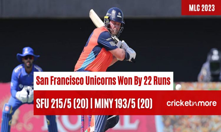 San Francisco Unicorns defeated MI New York by 22 runs in Match 2 of MLC 2023