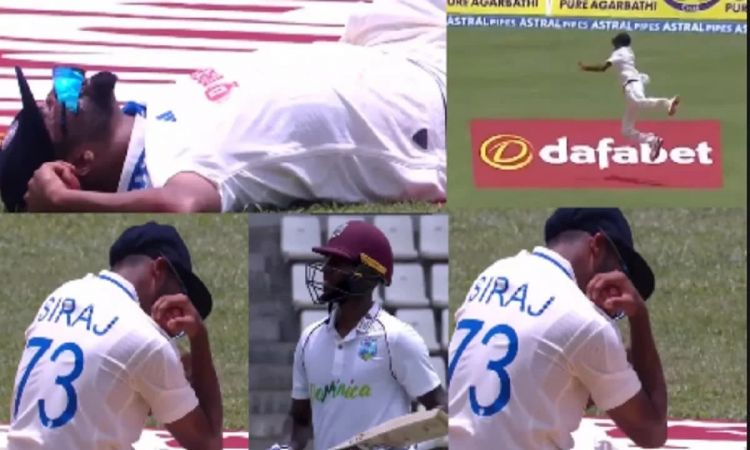 Mohammed Siraj Takes A Stunning Acrobatic Catch To Dismiss Jermaine Blackwood Watch Video!