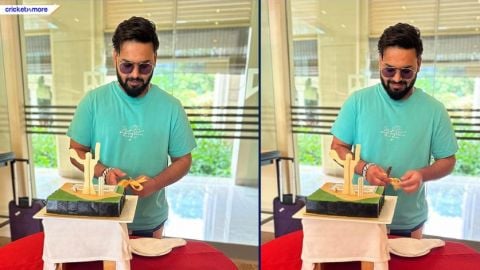 Rishabh Pant celebrates MS Dhoni's birthday by cutting the cake on his behalf!